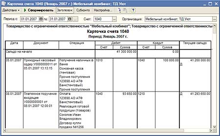 Карточка счета