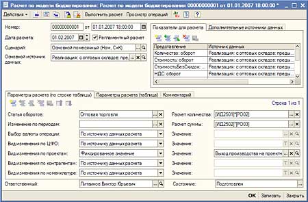 Расчет по модели бюджетирования